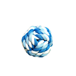 Blue cotton dog toy ball to play and clean their teeth with health and act benefits