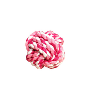 Pink cotton dog toy ball to play and clean their teeth with health and act benefits