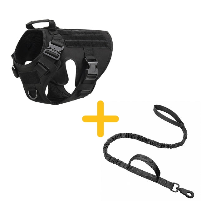 Tactical Harness & Tactical Double Handle Heavy Duty Leash BUNDLE