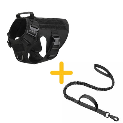 Tactical Harness & Tactical Double Handle Heavy Duty Leash BUNDLE