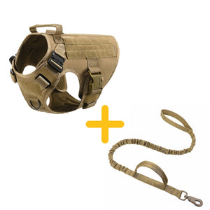 Tactical Harness & Tactical Double Handle Heavy Duty Leash BUNDLE