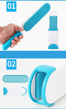 Preview Image: How does the fur brush hair remover works. Hand with brush and mobile brush